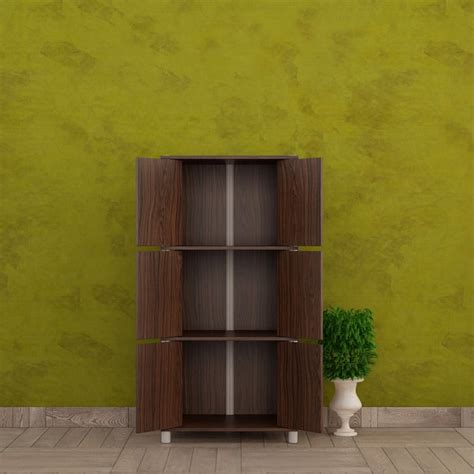 Buy Helios Lewis Textured 3-Tiered Rack with Flexible Shelf - Brown ...