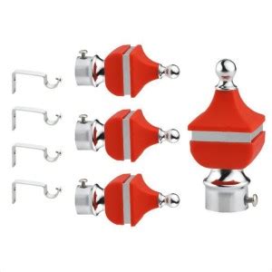 GLOVEER Silver, Red Rod Rail Bracket, Curtain Knobs Metal Price in ...
