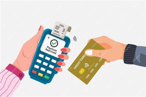 Customer making contactless payment using a credit card at the payment ...