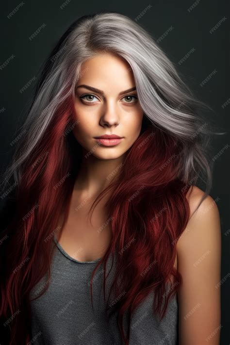 Premium AI Image | The silver and red hair is a great way to add color ...