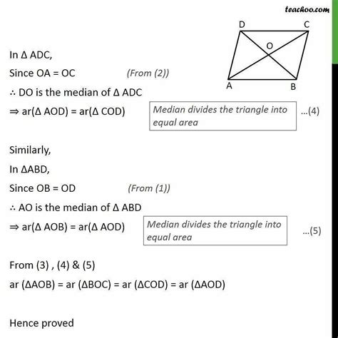 Prove that diagonals of a parallelogram divides it into four congruent ...