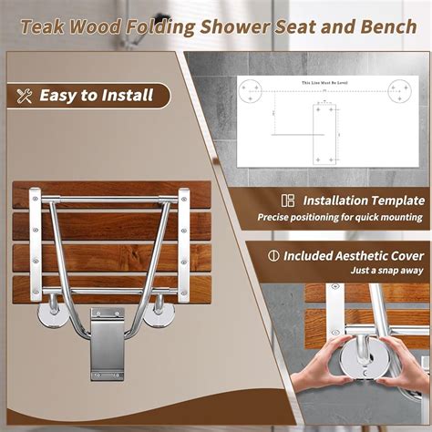 AzureaFlow Upgrade 28 Inch Folding Shower Seat Wall Mounted, India | Ubuy