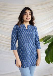 JAIPUR FASHION Casual Printed Women Blue Top - Buy JAIPUR FASHION ...