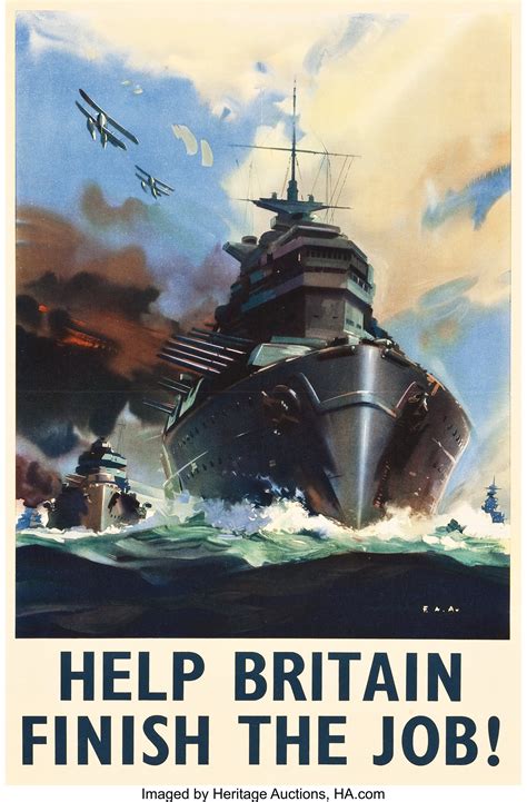 World War II Propaganda (1940s). British Naval Poster (20" X 30") | Lot ...