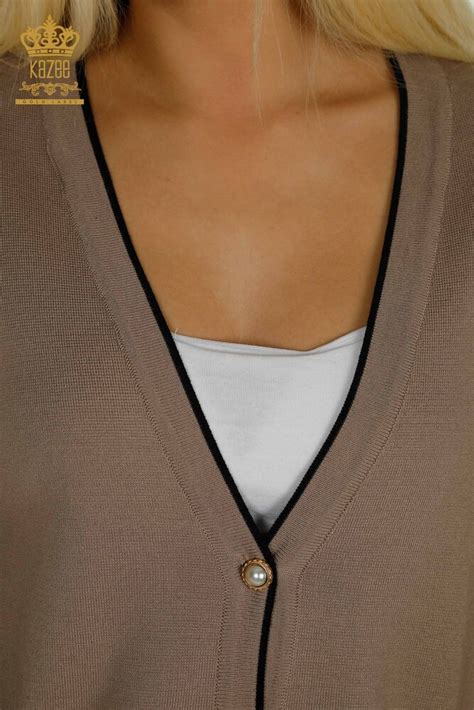 Venta al por mayor Mujeres Cardigan Bolsillo Abotonado Mink - 30148 | kazee