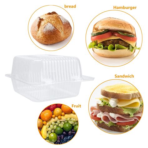Plastic Food Storage 200 Clear Hinged Food Containers - 5.3x4.2x3.3in ...