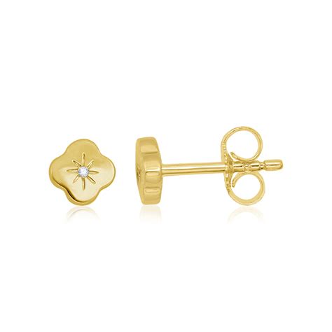 Mini Mivraa Collection - Four Leaf Clover Stud Diamond Earrings