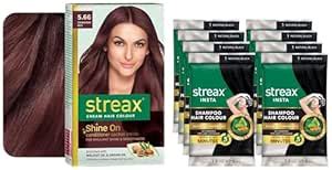 Buy Streax Insta Shampoo Hair Colour for Men & Women, Natural Black ...