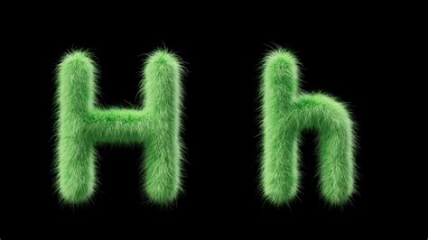 3D animation of a uppercase and lowercase grassy letter H. Sign in the style of field grass. The ...