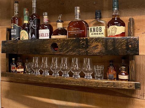 Barrel Stave Shelf/bourbon Barrel Cabinet/rustic Wall Display/drinks ...