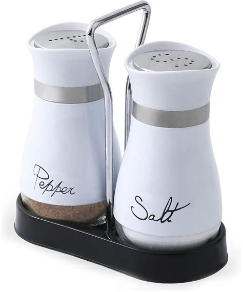 Salt and Pepper Shakers Set - 3 Adjustable Pour Holes, Stainless Steel ...