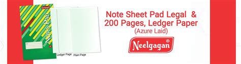 Note Sheet Pad Legal & , 200 Pages, Ledger Paper (Azure Laid) – Neelgagan