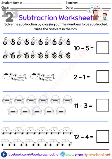 Kindergarten Subtraction Worksheets-19 - About Preschool
