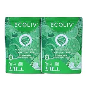 Ecoliv Tropical Mix Liquid Handwash Refill Pouch 1 Litre|Pack of 2 x ...