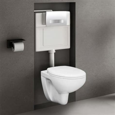 Bherunath Wall Mounted Ceramic Commode with Concealed Flush Tank, White ...