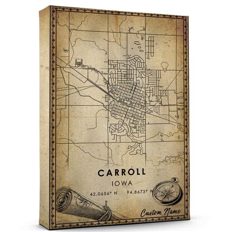 Carroll Map Poster, Iowa Map Art Poster, Canvas, Carroll Map City ...