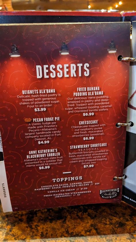 Menu at Baumhower's Victory Grille pub & bar, Montgomery