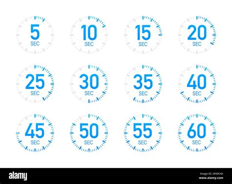 Timer, stopwatch icons set 10 20 30 40 50 60 seconds. Cooking time ...