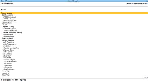 Charts of Accounts in TallyPrime