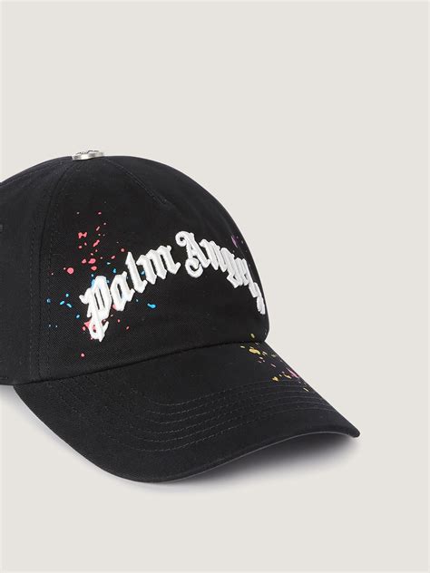 Curved Logo Painted Cap in BLACK - MULTICOLOR for Men | Palm Angels®