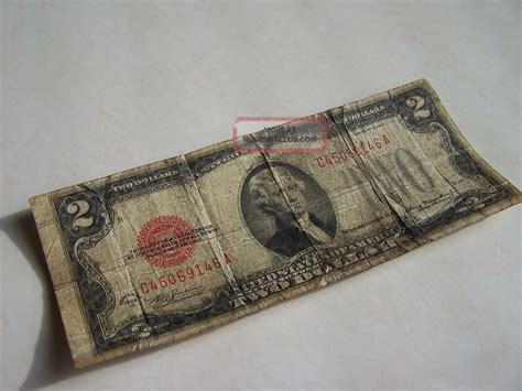 1928 D Series 2 Dollar Bill Red Seal / Large " Two