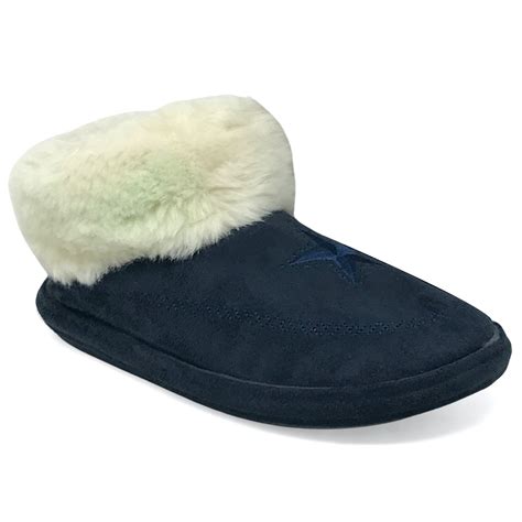 Womens Slipper Boots Hard Sole Fur Lined Warm Ladies Winter Indoor ...
