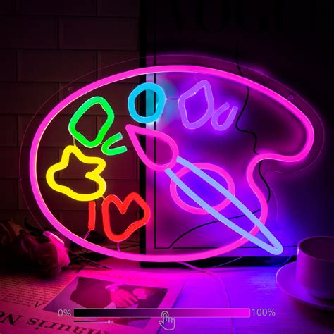 Buy Paint Palette Neon Sign For Wall Decor Studio Room Led Lights, Pink ...