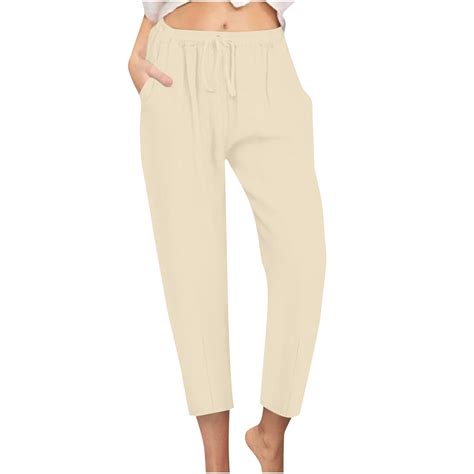 Tuinofas Petite Linen Pants For Women Skinny Casual Work Pants ...
