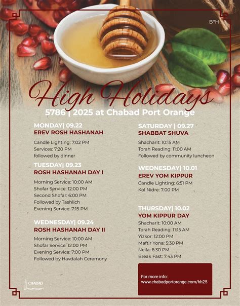 High Holiday Services at Chabad, 3930 S Nova Road Suite 308, Port ...