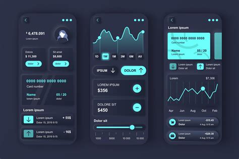 Online banking concept neumorphic templates set. Personal financial ...