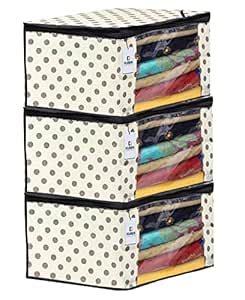 Kuber Industries Non Woven Foldable Saree Covers With Zip|Polka Dots ...