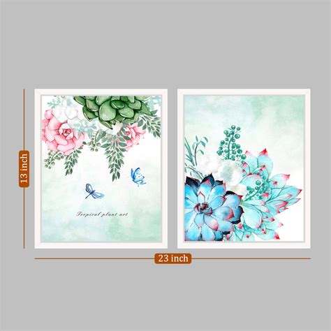Floral Theme Set Of 2 Framed Canvas Art Print, Painting. — ART STREET