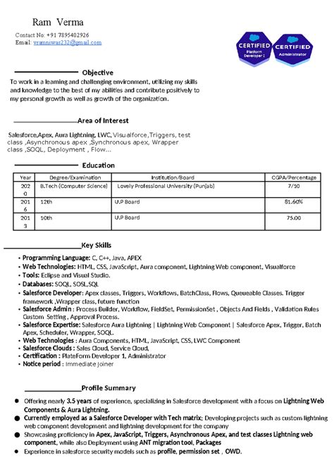 Ram Resume - Ram Verma Contact No: +91 7895402926 Email: vramniwas232 ...