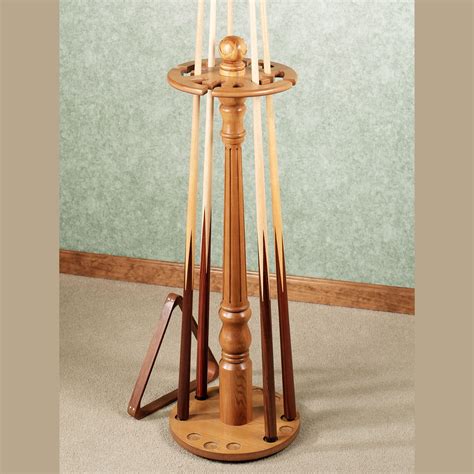 Mini Pool Table Floor Standing Pool Cue Rack - Mahogany Billiards Stick ...