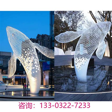 台湾高档会所透明玻璃钢发光鲸鱼雕塑色彩斑斓 - 方圳玻璃钢