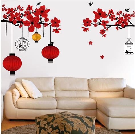 Sticker Studio Vinyl Reusable Self-Adhesive Tree with Lamp Wall Sticker ...