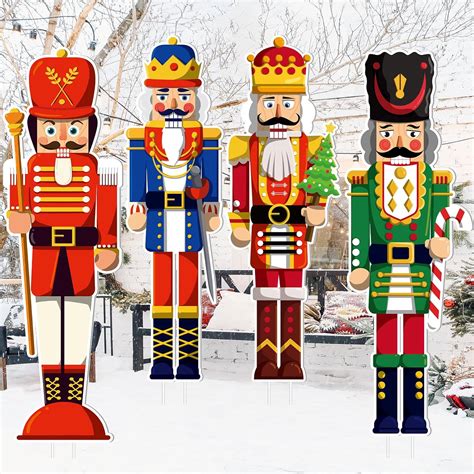 Amazon.com : Geetery 4 Pcs Large Nutcracker Yard Sign with 16 Stakes 32 ...