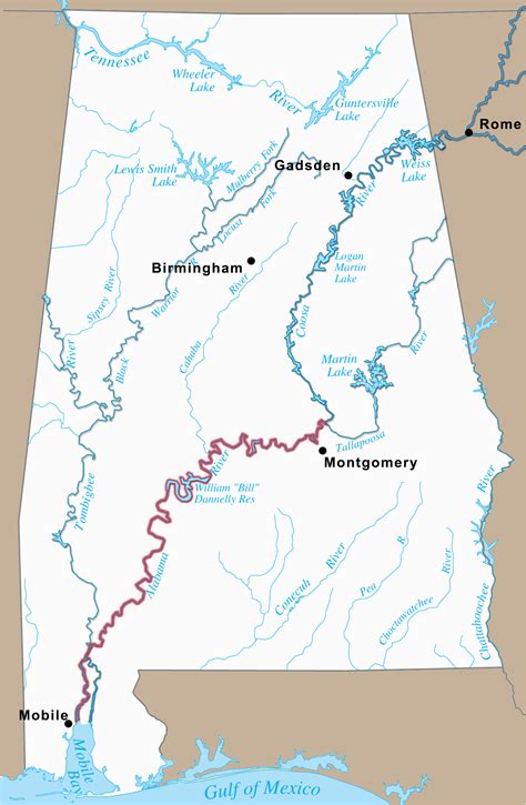 Blank Map Of Alabama Rivers - Free Printable Templates