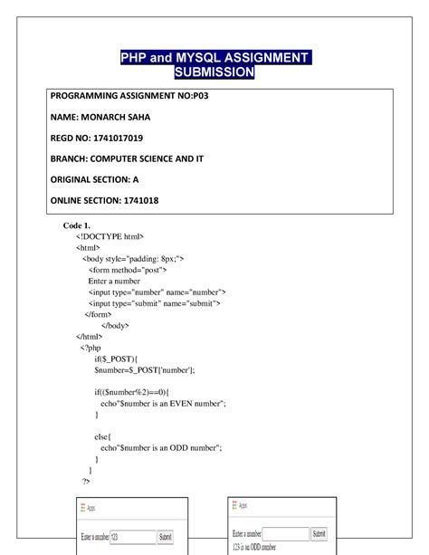 PHP and MYSQL Programming assignment 3 - PHP and MYSQL ASSIGNMENT ...