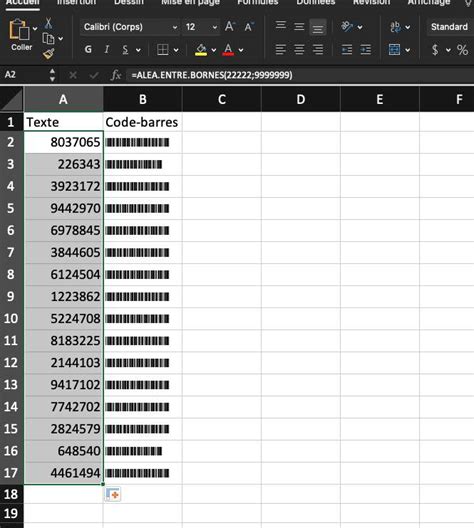 Image result for Code Barre Excel