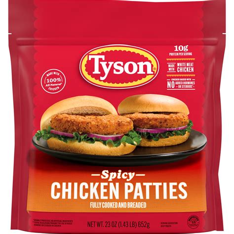 Tyson White Meat Spicy Breaded Chicken Patties, 23 oz (Frozen, Fully ...