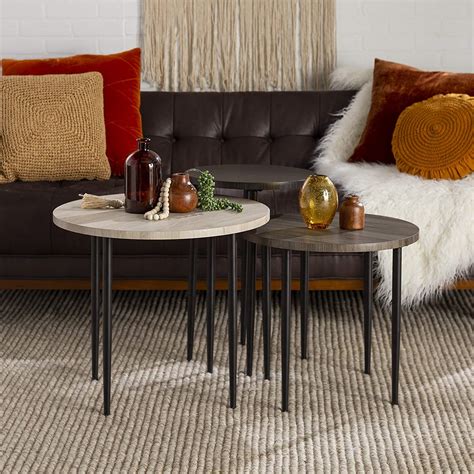 Living Room Nest Nest Of 2 Side Tables, Set Of Modern Bedside Tables - nest of tables for living room