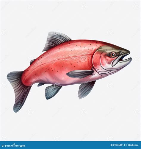 Watercolor Style Clipart of Salmon on White Background Stock ...