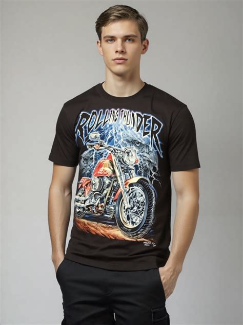 Men Legendary Rider Vibes – Rolling Thunder Motorcycle T-Shirt – Mask