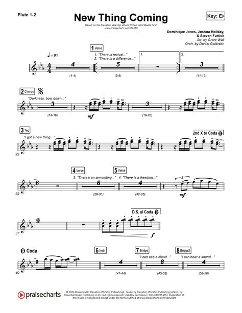 New Thing Coming Flute Sheet Music PDF (Elevation Worship / Steven ...