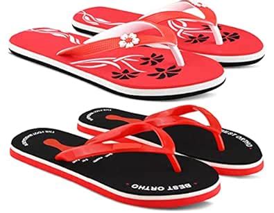 Buy StyleArt Women's Combo of 2 Pair Flip Flops, Red & Black EVA ...