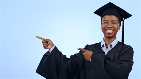 Graduate portrait or pointing for presentation in studio with smile ...