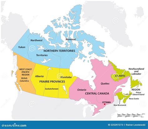 Vector Map of the Five Geographic Regions of Canada Stock Vector - Illustration of labrador ...