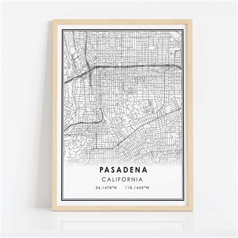 Pasadena Map Print Poster Canvas California Map Print Poster - Etsy