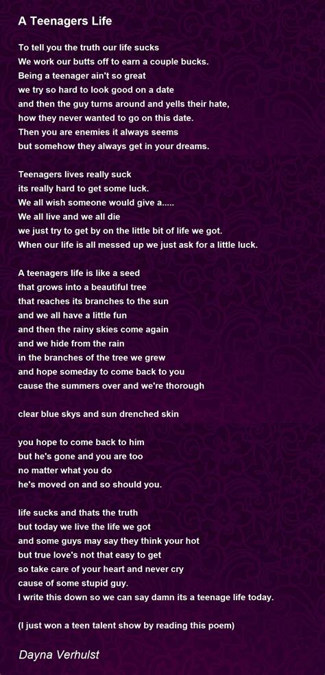 Poems About Life Struggles For Teenagers